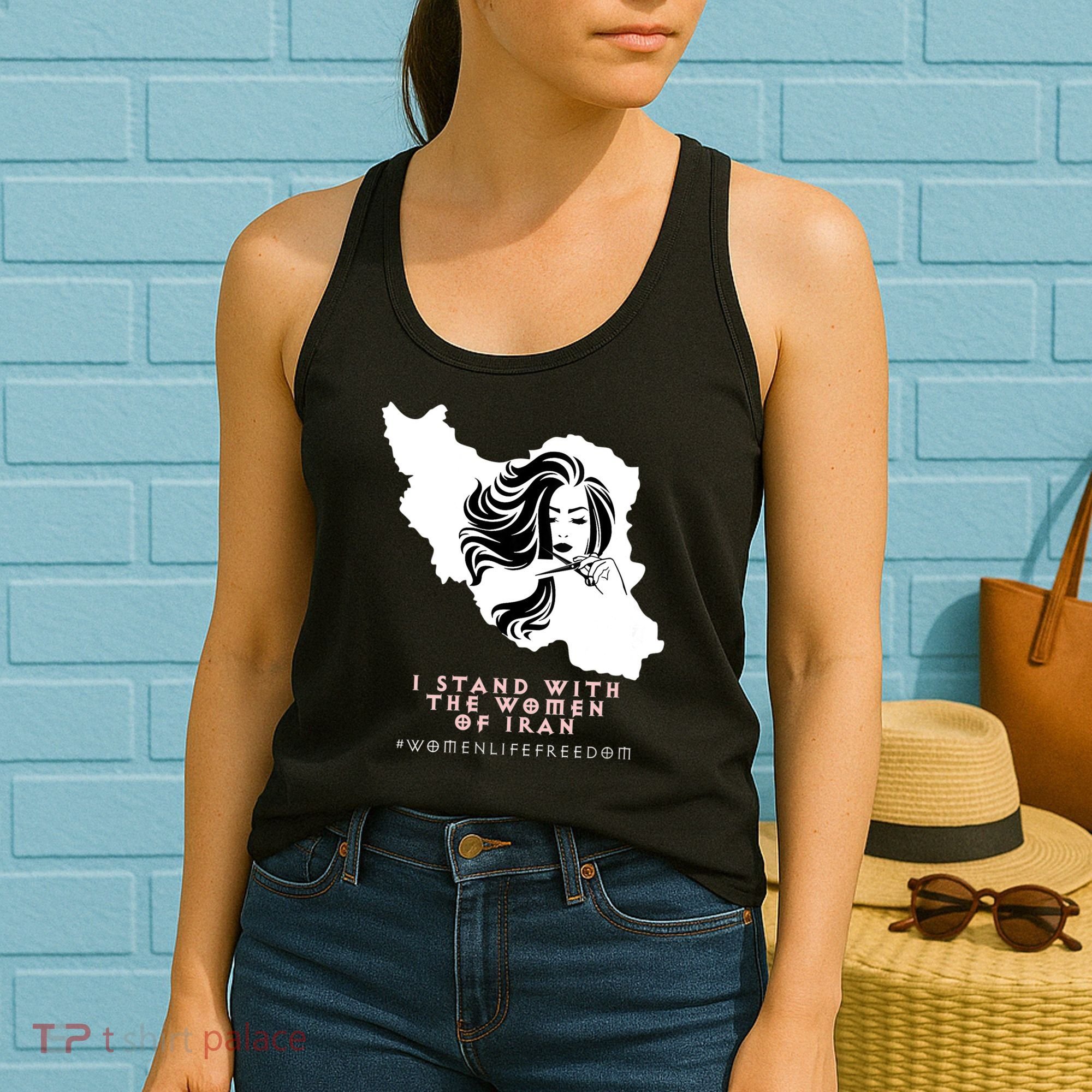 Womens Iran Map, I STAND WITH WOMEN OF IRAN Support Iranian Women Women's Tank Top