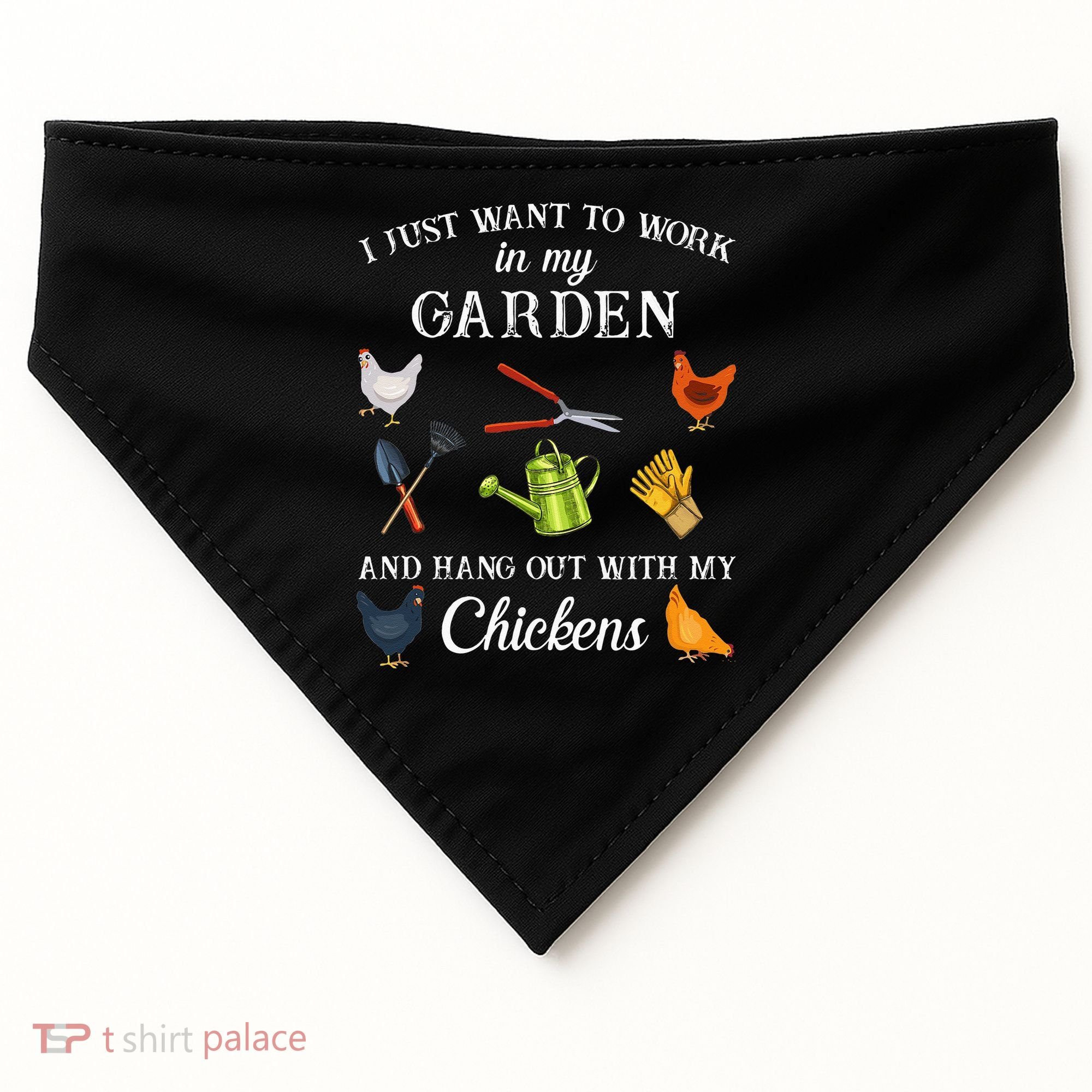 Work In My Garden Hangout With My Chickens Funny Gardening USA-Made Doggie Bandana