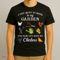 Work In My Garden Hangout With My Chickens Funny Gardening T-Shirt thumb 3