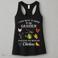 Work In My Garden Hangout With My Chickens Funny Gardening Women's Tank Top thumb 3