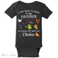 Work In My Garden Hangout With My Chickens Funny Gardening Baby Bodysuit thumb 0