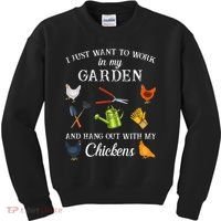 Work In My Garden Hangout With My Chickens Funny Gardening Kids Sweatshirt thumb 0