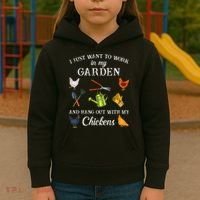 Work In My Garden Hangout With My Chickens Funny Gardening Kids Hoodie thumb 3
