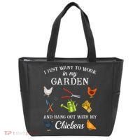 Work In My Garden Hangout With My Chickens Funny Gardening Tote Bag thumb 0
