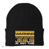 Warning I May Start Talking About Jesus Christian Jesus Beanie thumb 0