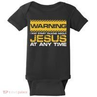 Warning I May Start Talking About Jesus Christian Jesus Baby Bodysuit thumb 0