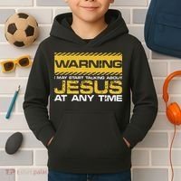 Warning I May Start Talking About Jesus Christian Jesus Kids Hoodie thumb 2