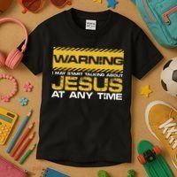 Warning I May Start Talking About Jesus Christian Jesus Kids T-Shirt thumb 3