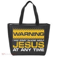 Warning I May Start Talking About Jesus Christian Jesus Tote Bag thumb 0