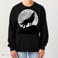 Wolf In Moon Light Cool Full Dog Pup Howling Tee Women's Sweatshirt thumb 0
