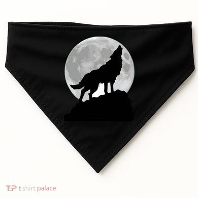 Wolf In Moon Light Cool Full Dog Pup Howling Tee USA-Made Doggie Bandana