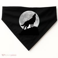 Wolf In Moon Light Cool Full Dog Pup Howling Tee USA-Made Doggie Bandana thumb 0