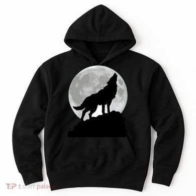 Wolf In Moon Light Cool Full Dog Pup Howling Tee Hoodie