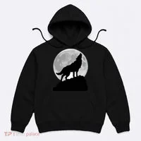 Wolf In Moon Light Cool Full Dog Pup Howling Tee Hoodie thumb 0