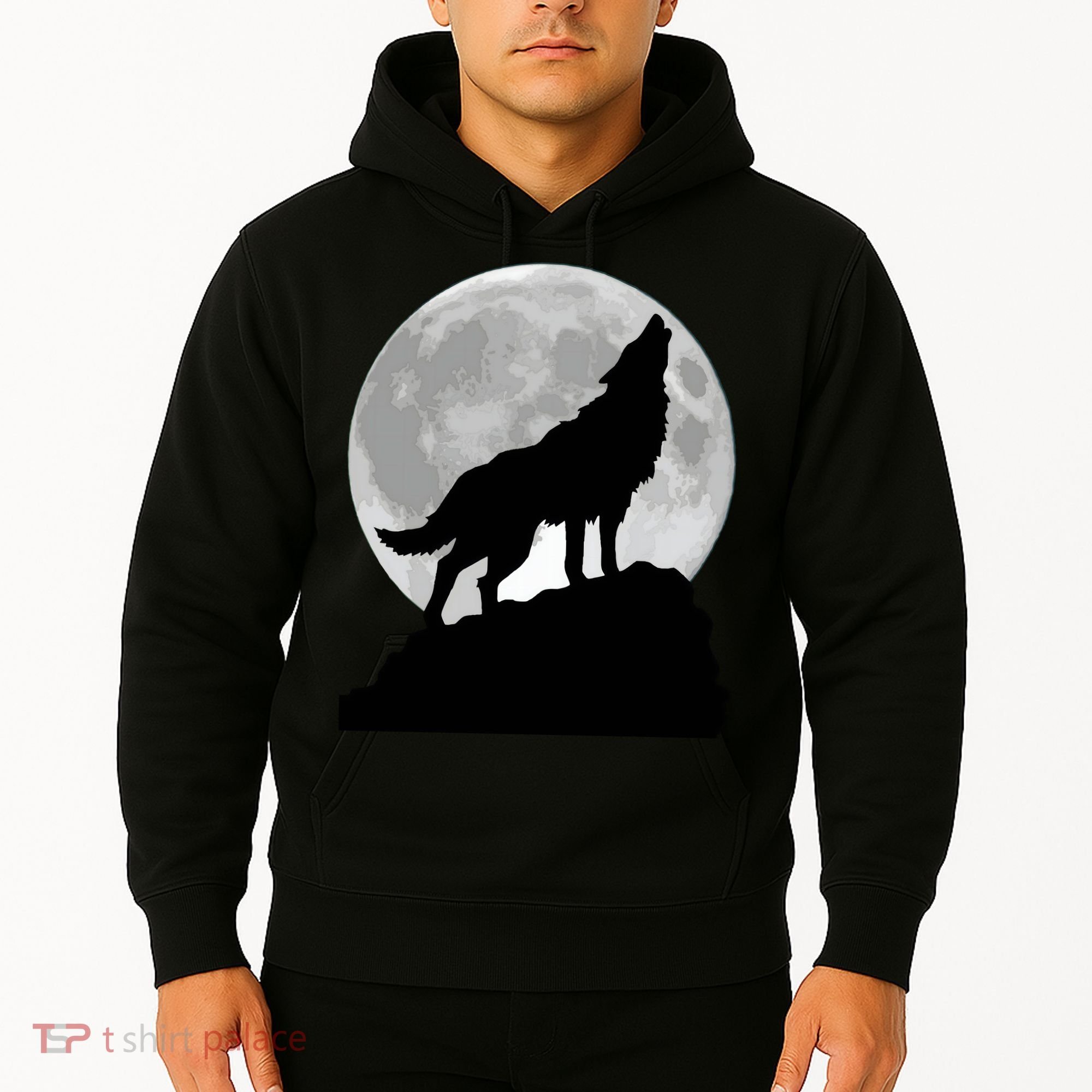 Wolf In Moon Light Cool Full Dog Pup Howling Tee Hoodie