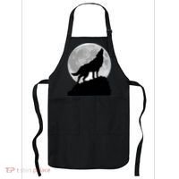 Wolf In Moon Light Cool Full Dog Pup Howling Tee Apron thumb 0