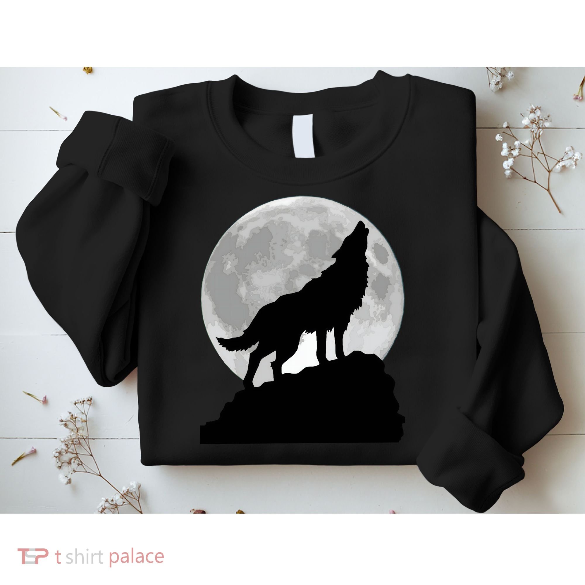 Wolf In Moon Light Cool Full Dog Pup Howling Tee Sweatshirt