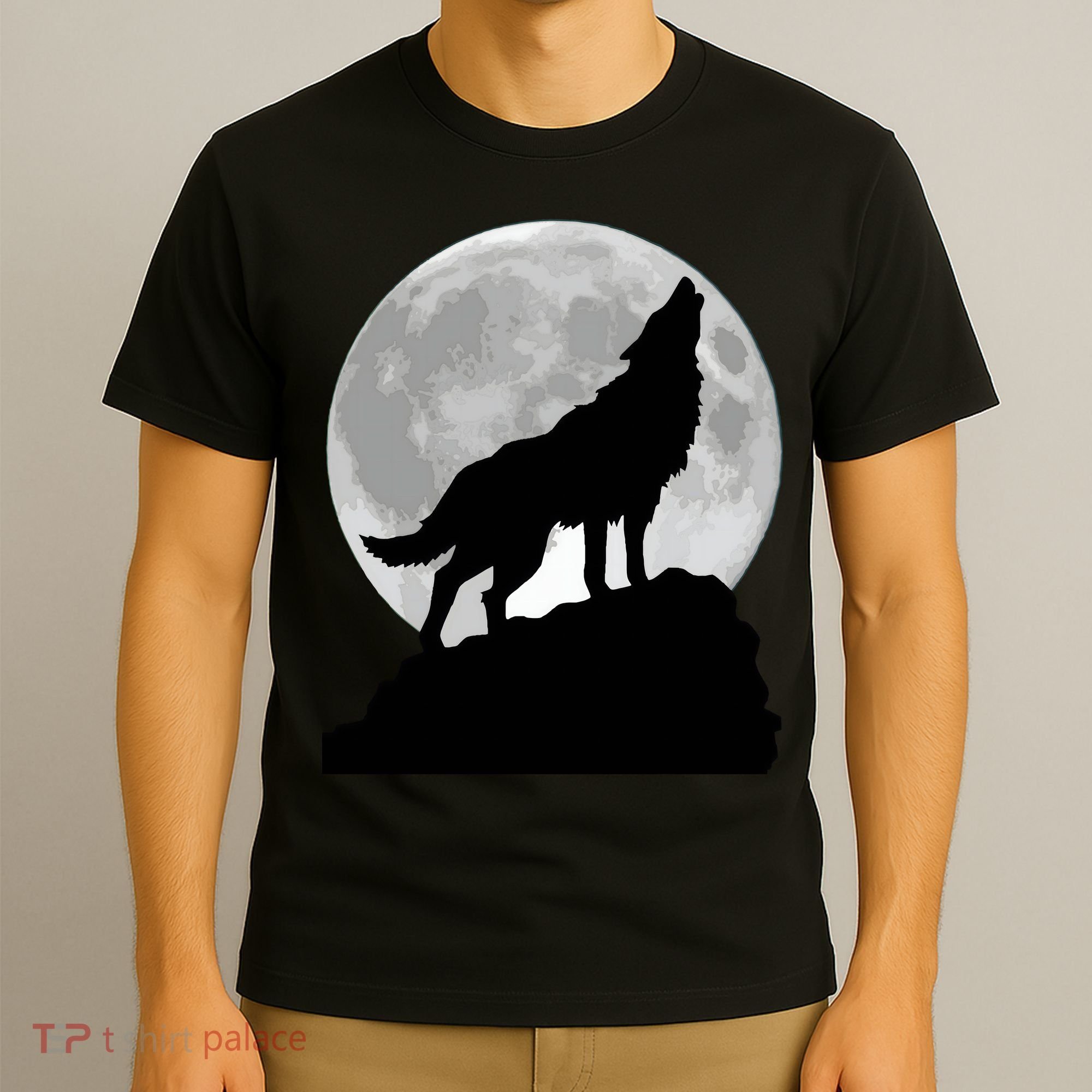 Wolf In Moon Light Cool Full Dog Pup Howling Tee T-Shirt
