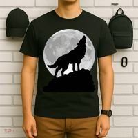 Wolf In Moon Light Cool Full Dog Pup Howling Tee T-Shirt thumb 6