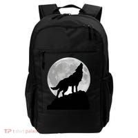 Wolf In Moon Light Cool Full Dog Pup Howling Tee Backpack thumb 0