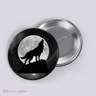 Wolf In Moon Light Cool Full Dog Pup Howling Tee Button