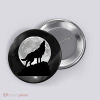 Wolf In Moon Light Cool Full Dog Pup Howling Tee Button thumb 0