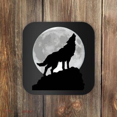 Wolf In Moon Light Cool Full Dog Pup Howling Tee Coaster