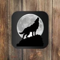 Wolf In Moon Light Cool Full Dog Pup Howling Tee Coaster thumb 0