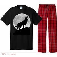 Wolf In Moon Light Cool Full Dog Pup Howling Tee Pajama Set thumb 0