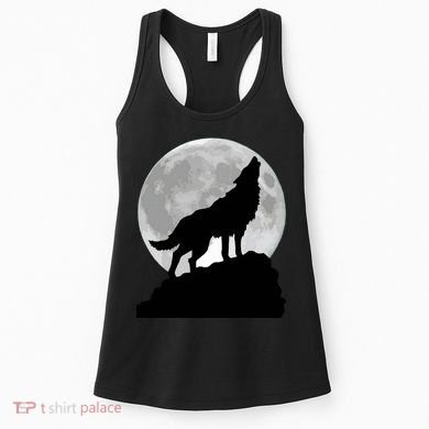 Wolf In Moon Light Cool Full Dog Pup Howling Tee Women's Tank Top