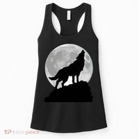 Wolf In Moon Light Cool Full Dog Pup Howling Tee Women's Tank Top thumb 0