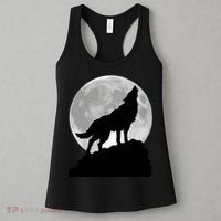 Wolf In Moon Light Cool Full Dog Pup Howling Tee Women's Tank Top thumb 3