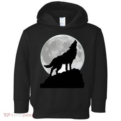 Wolf In Moon Light Cool Full Dog Pup Howling Tee Toddler Hoodie