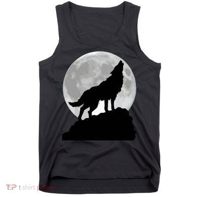 Wolf In Moon Light Cool Full Dog Pup Howling Tee Tank Top