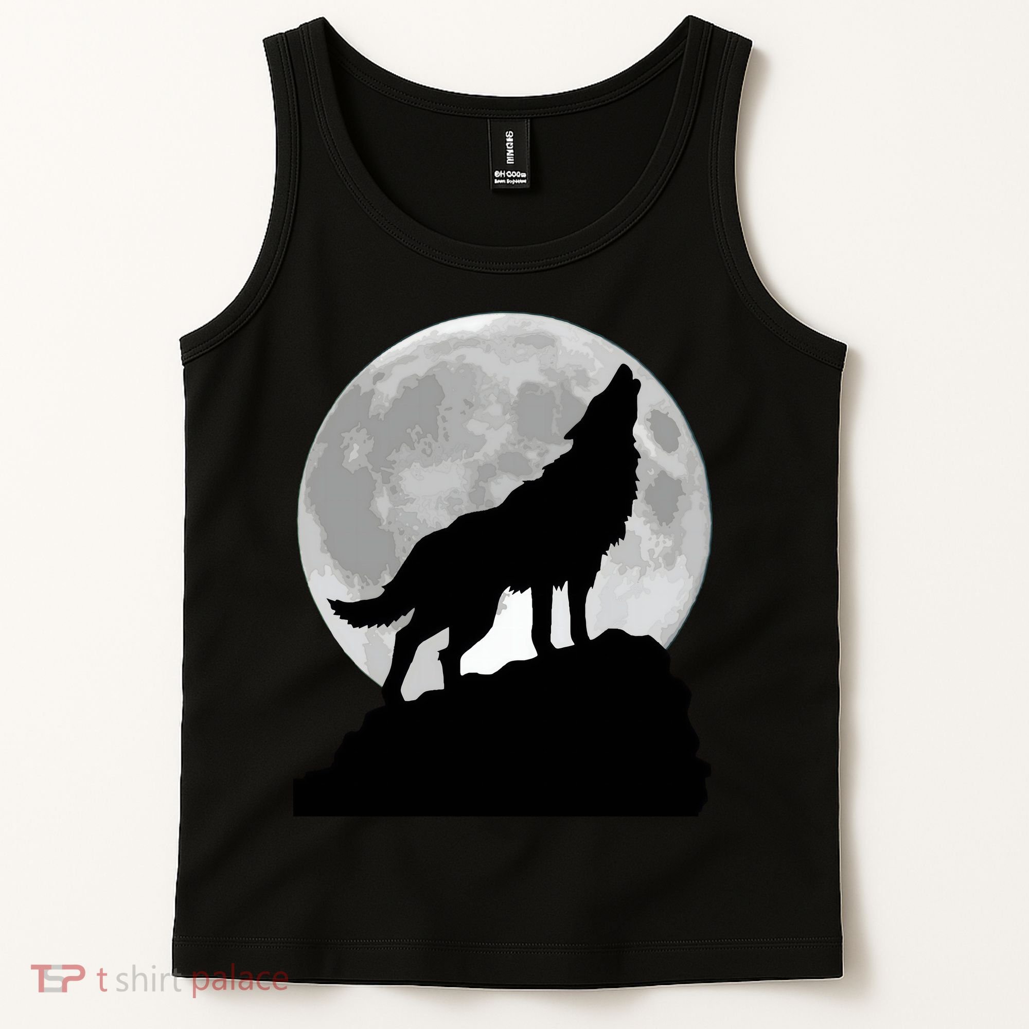 Wolf In Moon Light Cool Full Dog Pup Howling Tee Tank Top