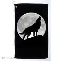 Wolf In Moon Light Cool Full Dog Pup Howling Tee Golf Towel thumb 0