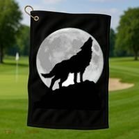 Wolf In Moon Light Cool Full Dog Pup Howling Tee Golf Towel thumb 1