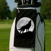 Wolf In Moon Light Cool Full Dog Pup Howling Tee Golf Towel thumb 2