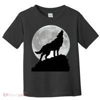 Wolf In Moon Light Cool Full Dog Pup Howling Tee Toddler T-Shirt thumb 0