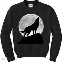 Wolf In Moon Light Cool Full Dog Pup Howling Tee Kids Sweatshirt thumb 0