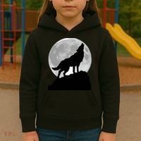 Wolf In Moon Light Cool Full Dog Pup Howling Tee Kids Hoodie thumb 3