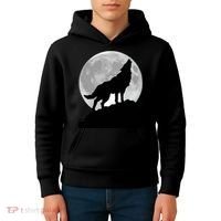 Wolf In Moon Light Cool Full Dog Pup Howling Tee Kids Hoodie thumb 4
