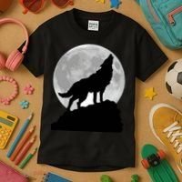 Wolf In Moon Light Cool Full Dog Pup Howling Tee Kids T-Shirt thumb 3