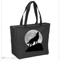 Wolf In Moon Light Cool Full Dog Pup Howling Tee Tote Bag thumb 2