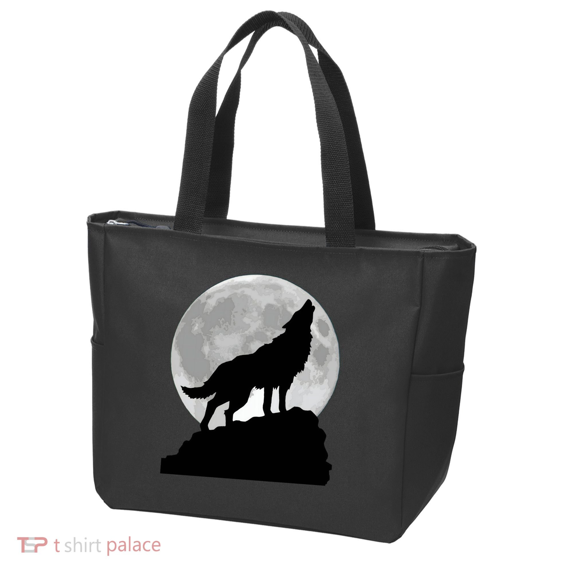 Wolf In Moon Light Cool Full Dog Pup Howling Tee Tote Bag
