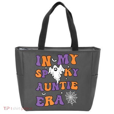 Women In My Spooky Aunt Era Funny Groovy Halloween Gift Tote Bag