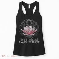 Womens I'm Mostly Peace Love And Light & Little Go F Yourself Lotus Women's Tank Top thumb 0
