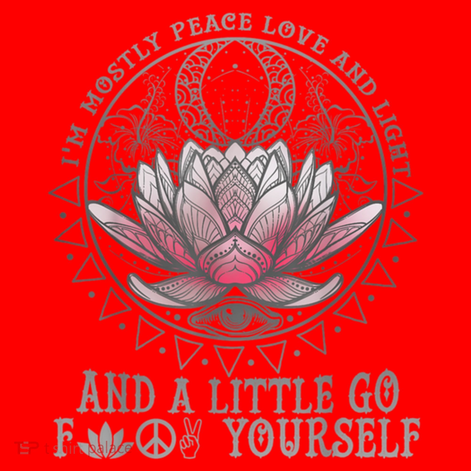 Womens I'm Mostly Peace Love And Light & Little Go F Yourself Lotus Santa Hat