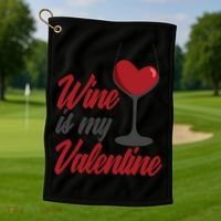 Wine Is My Valentine Drunk Alcohol Lover Funny Vfunny Giftday Gift Golf Towel thumb 1