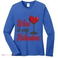 Wine Is My Valentine Drunk Alcohol Lover Funny Vfunny Giftday Gift Women's Long Sleeve Shirt thumb 0